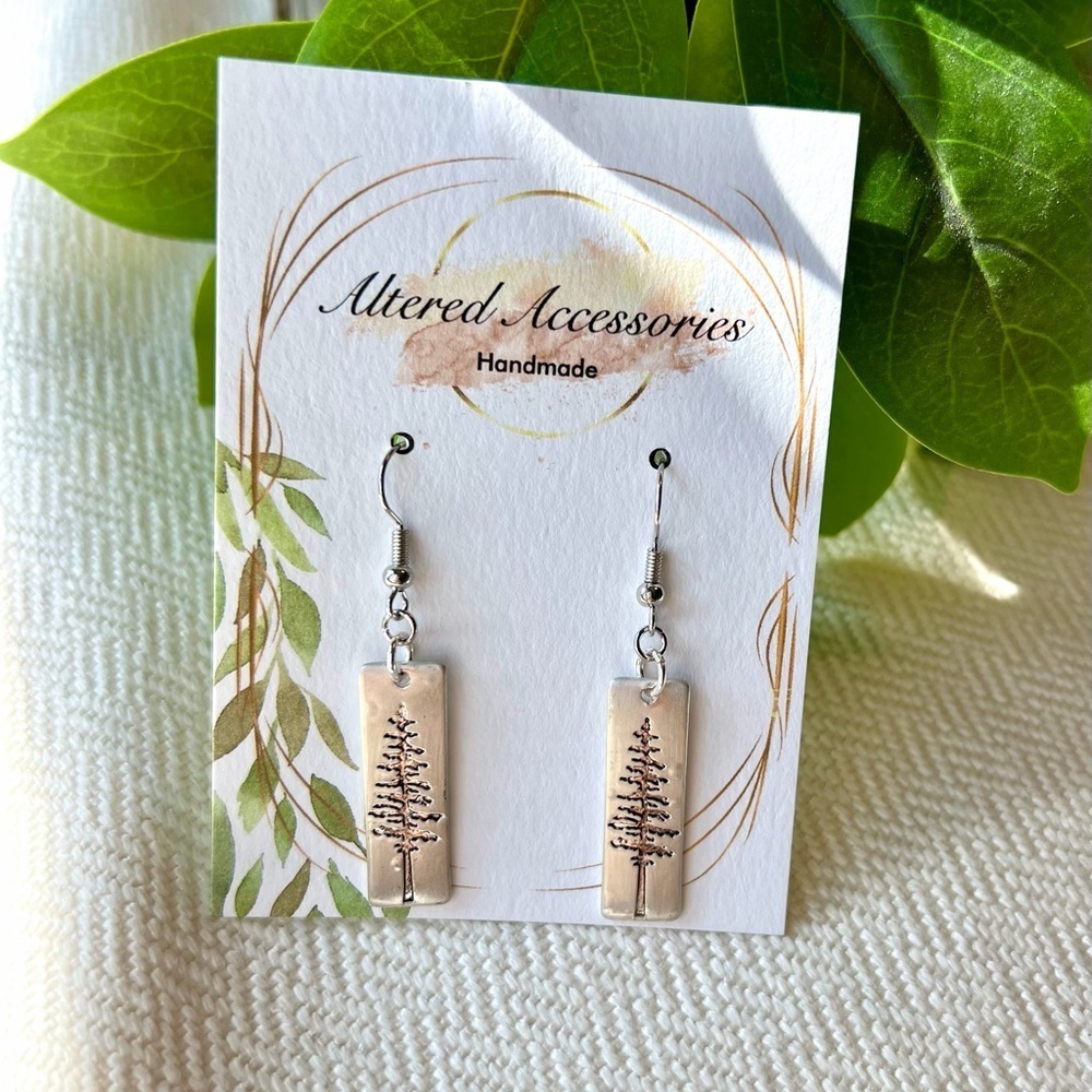 2/$30 Silver Pine Tree Earrings